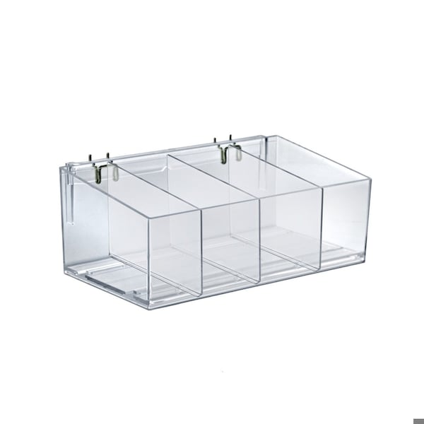 Clear Plastic Adjustable Divider Bin for Pegboard or Slatwall. Acrylic Storage Open Container